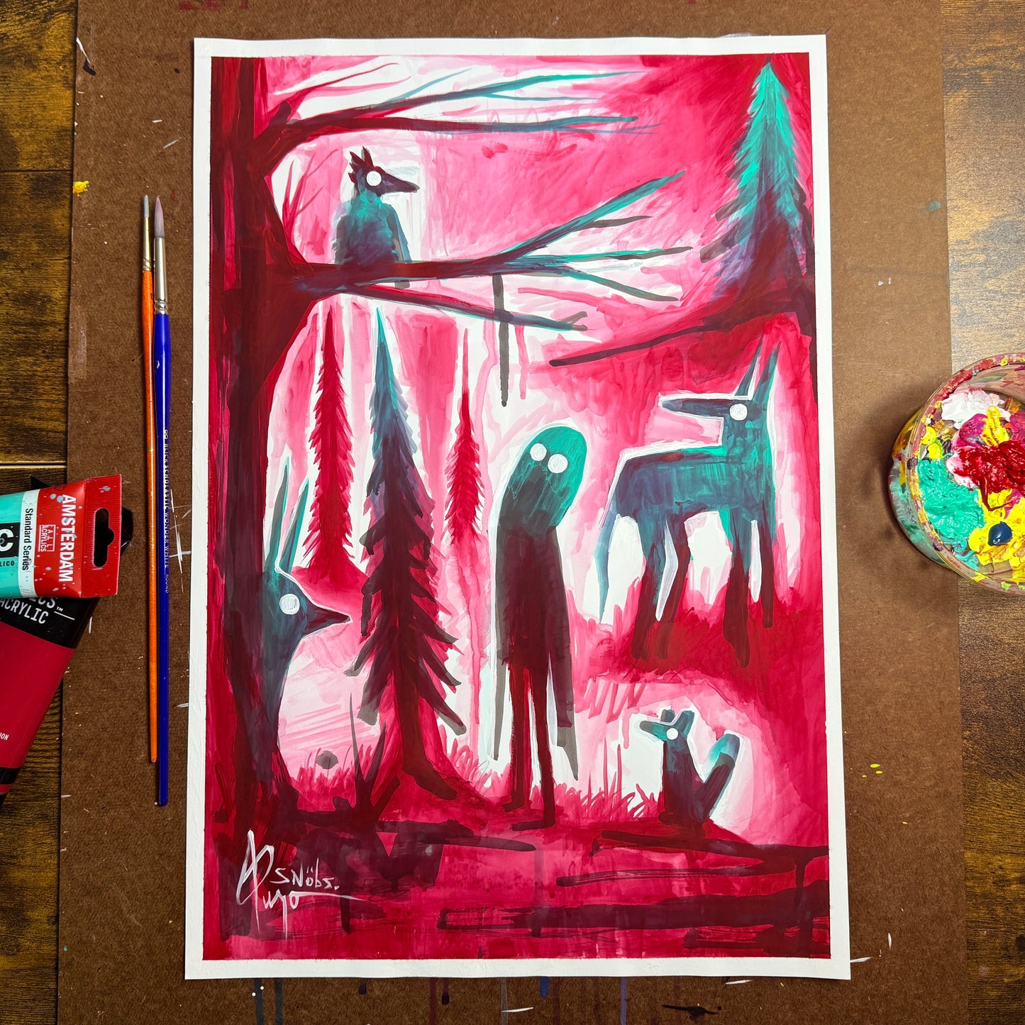 “Lost in The Woods” original acrylic painting 19x13