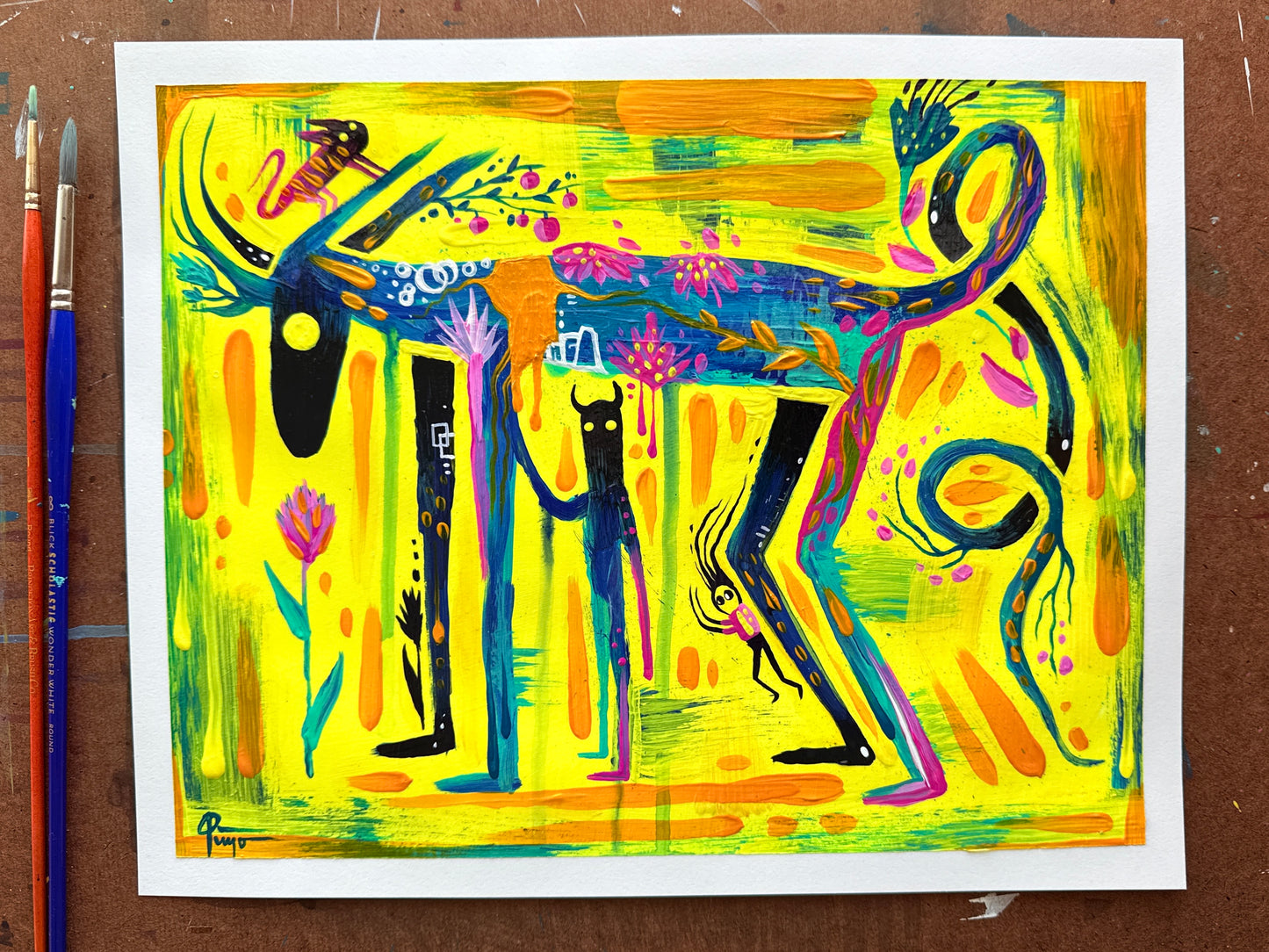 Comforting you, because you always comfort me - Original Painting - 13.5x11