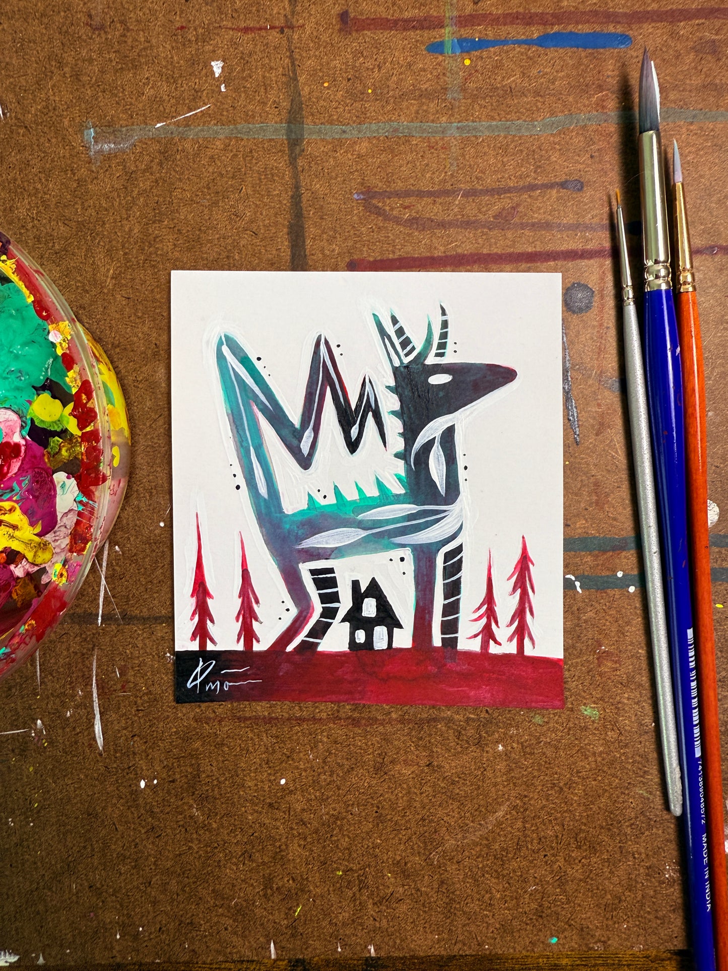 House Guard - original painting - 4.5x4