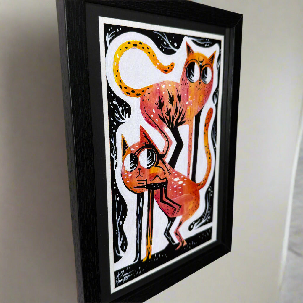 “Watching Both Sides” original painting with frame