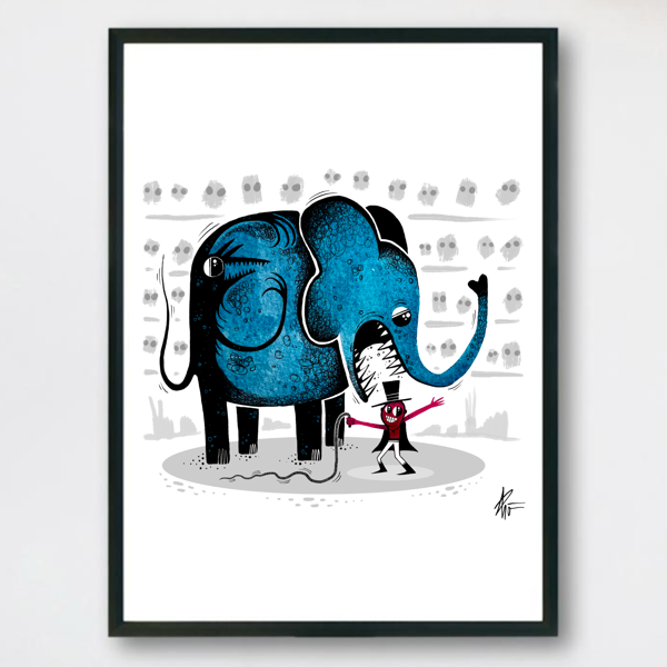 "An elephant never forgets" print.