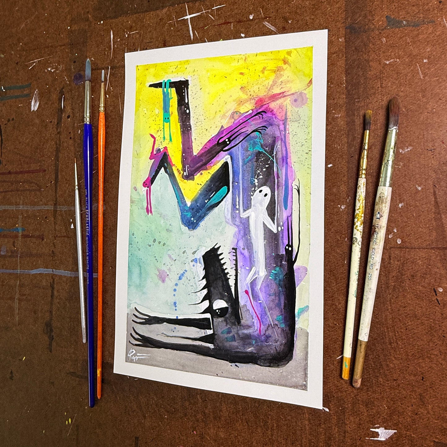 Hanging with my inner thoughts - Original Painting - 11x7