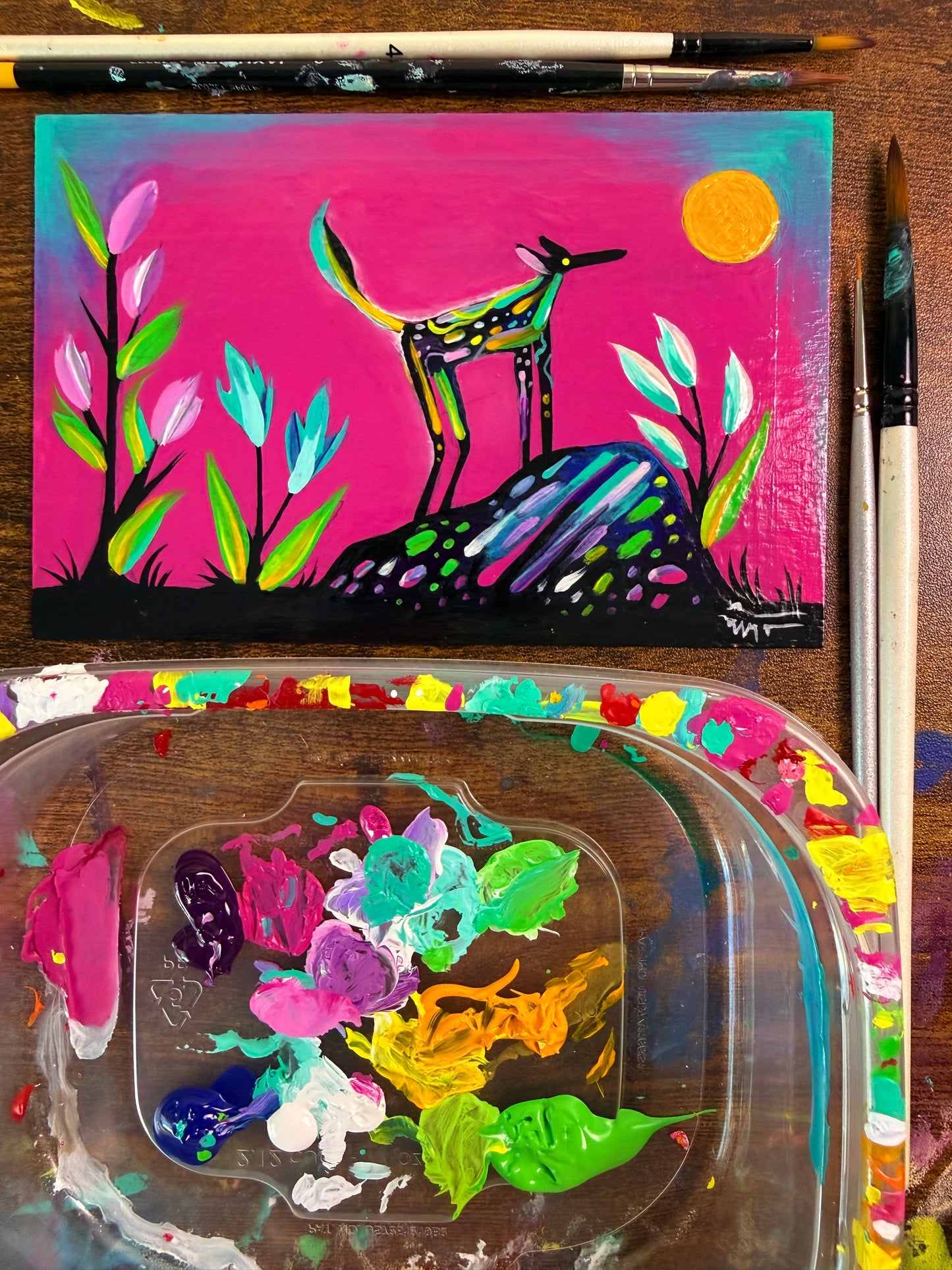 A Moment with the Sun. original acrylic painting on wood