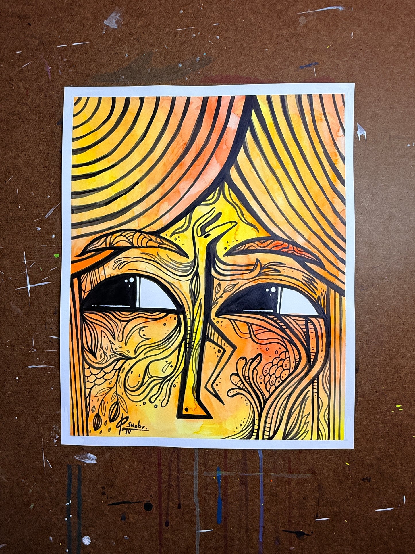 Overthinking” original acrylic painting 13.5x11