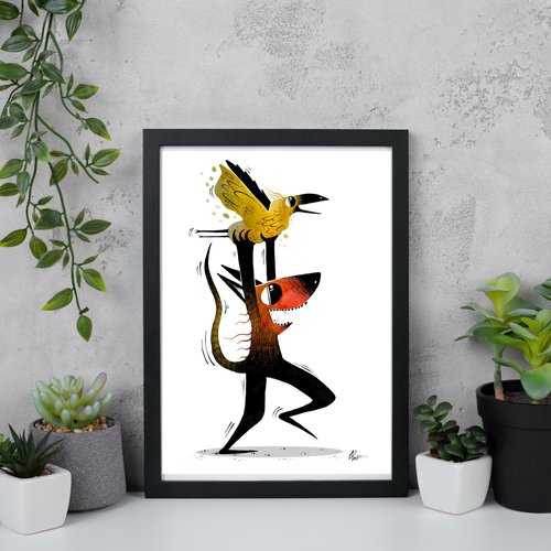"Helping a friend fly" print.