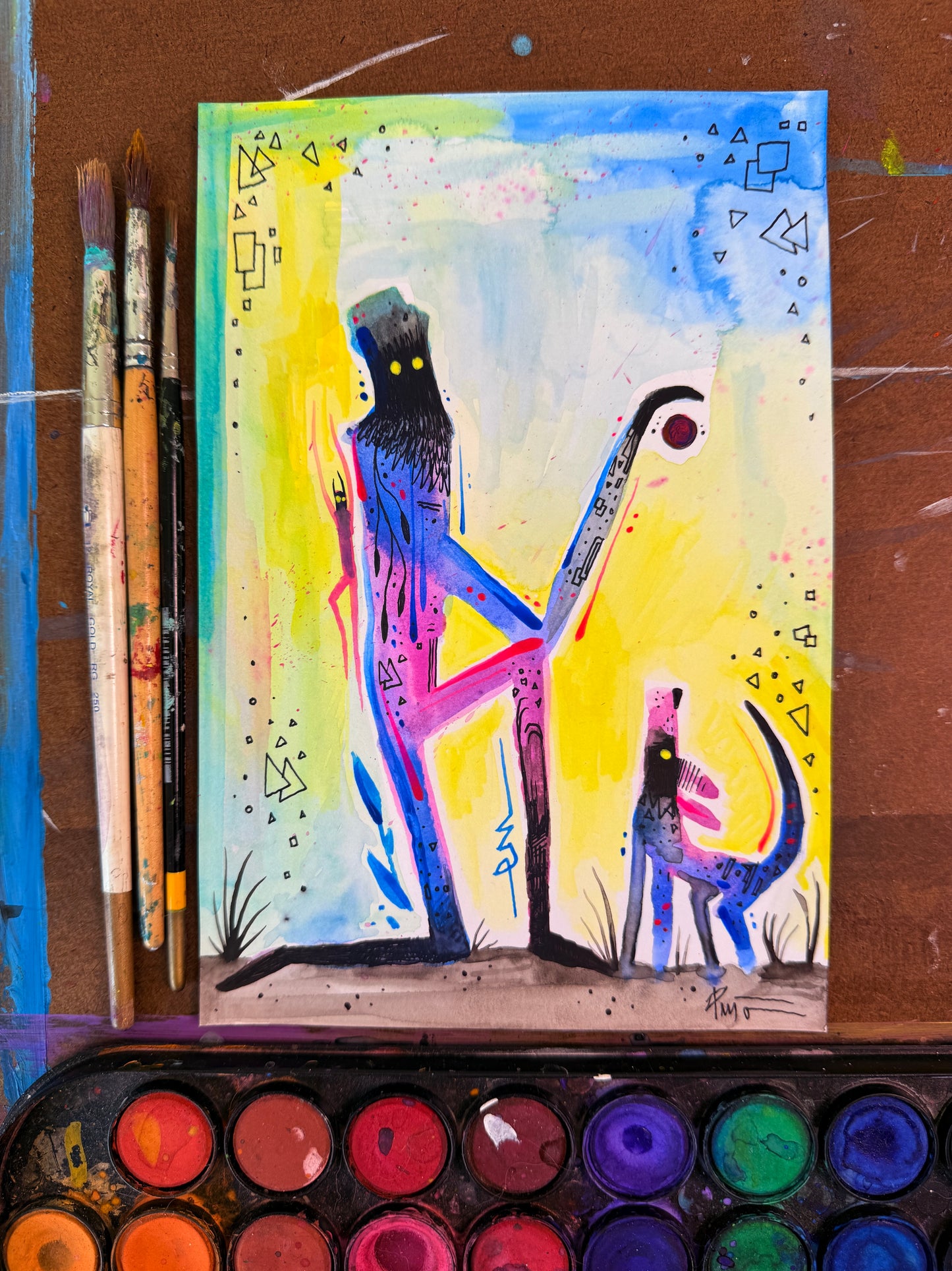 Time to Play. Original Painting 8.5x5.5