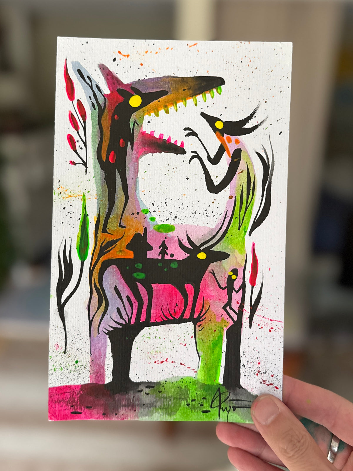 Tail of Temptation 9x5 Original Mixed Media Painting