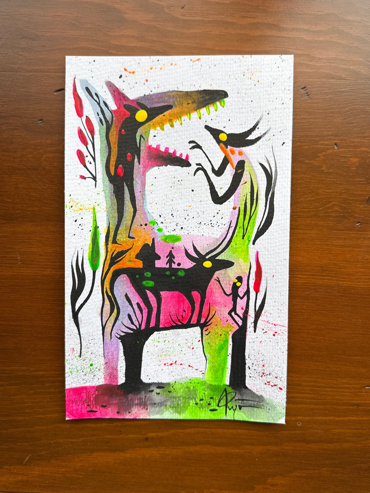 Tail of Temptation 9x5 Original Mixed Media Painting