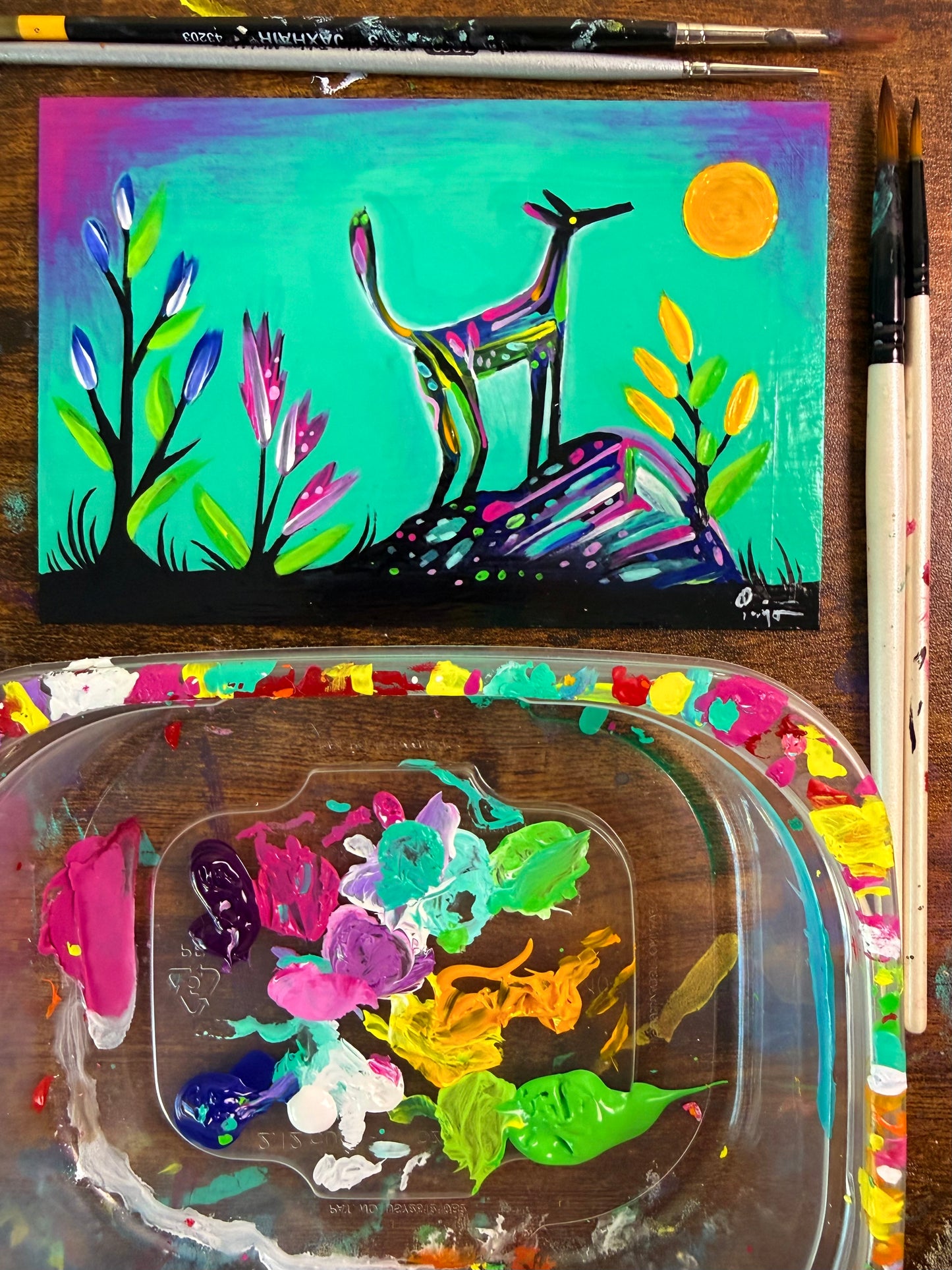 A Moment with the Sun. original acrylic painting on wood