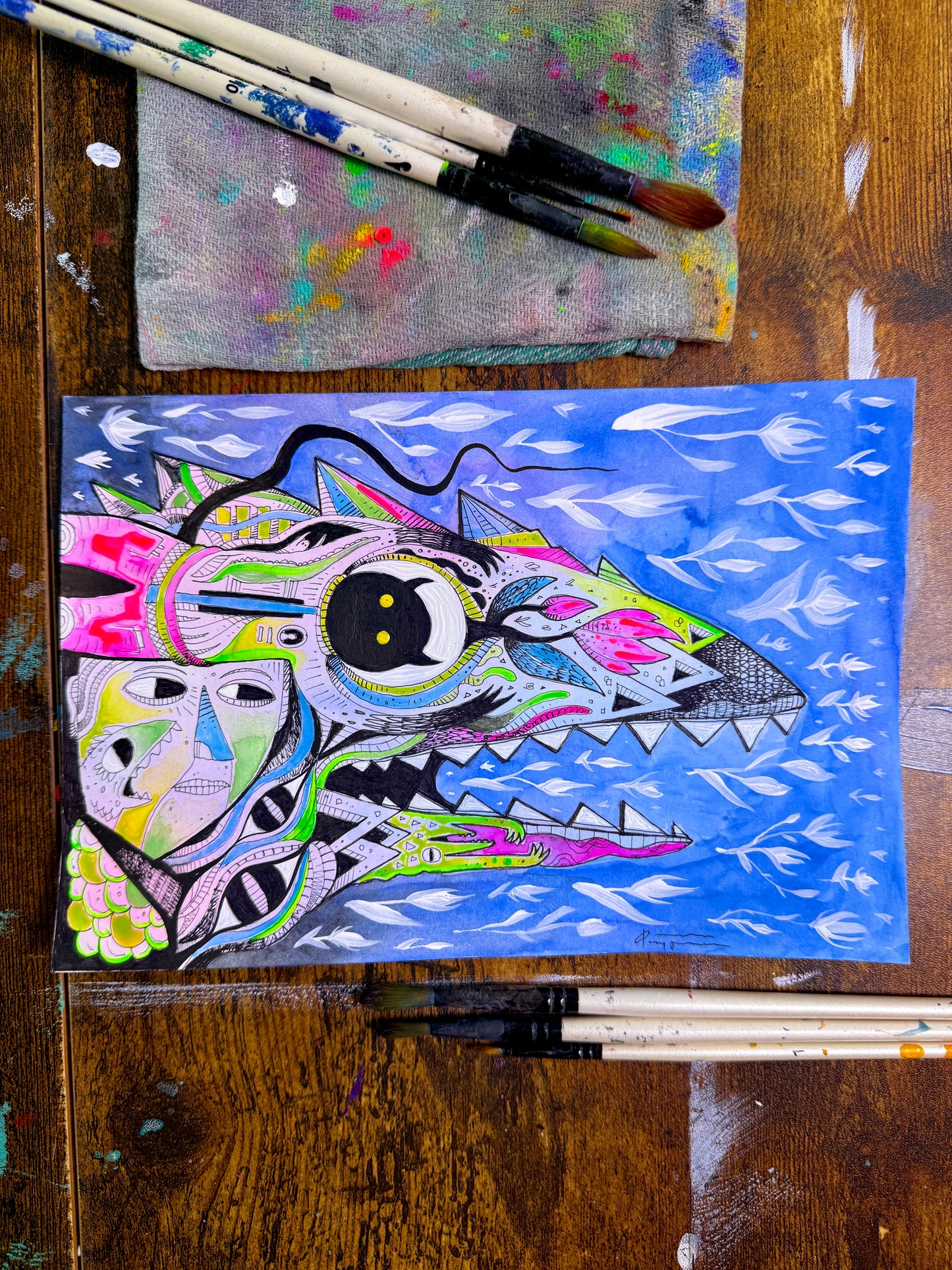 Consume The Energy. Original Painting 8.5x5.5