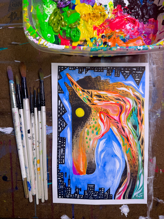 Horse. Original Painting 8.5x5.5
