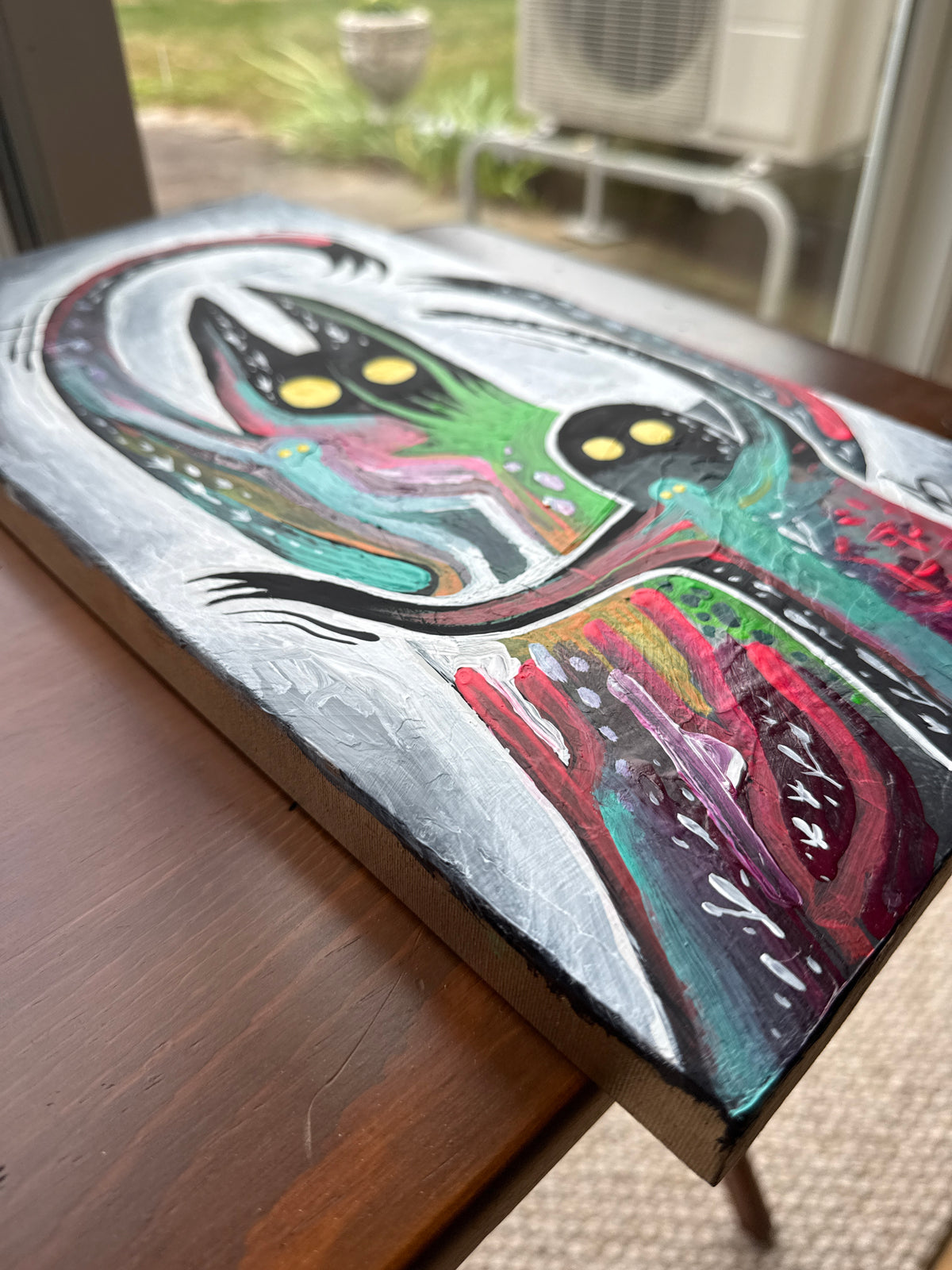 Dance of Attack | 16x8 Original Mixed Media Painting on Canvas