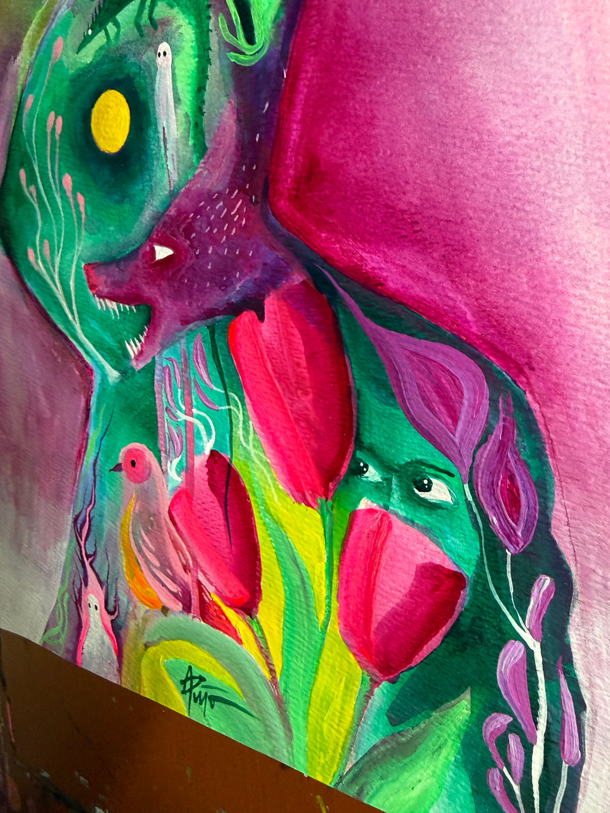 The rabbit when dreaming #1 . | 16x12 Acrylic Painting