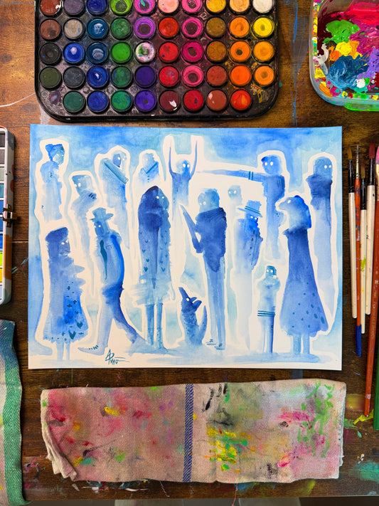 “Busy Bodies” Original Painting by BrooklynSnobs