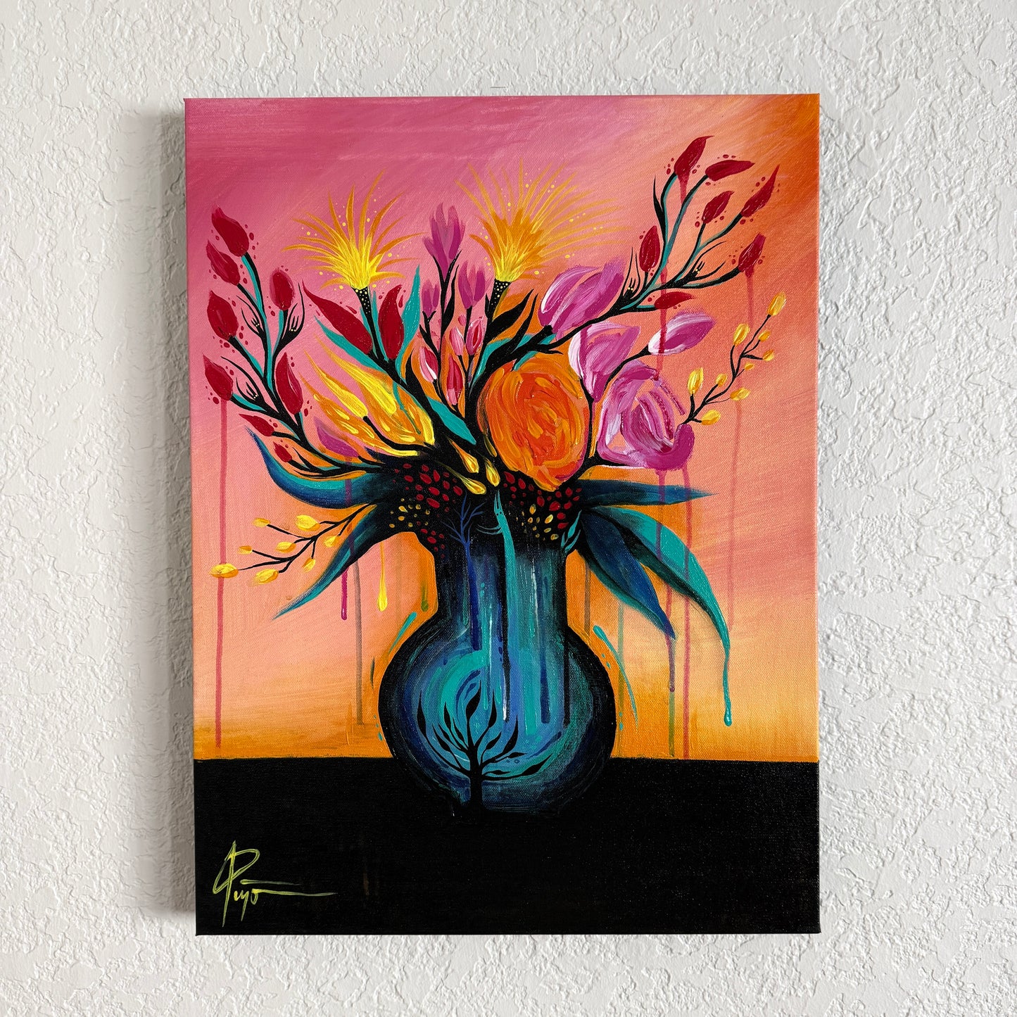 “Shadows within The Flowers”. Original Acrylic Painting on 24x20x1.5 Gallery Wrapped Canvas