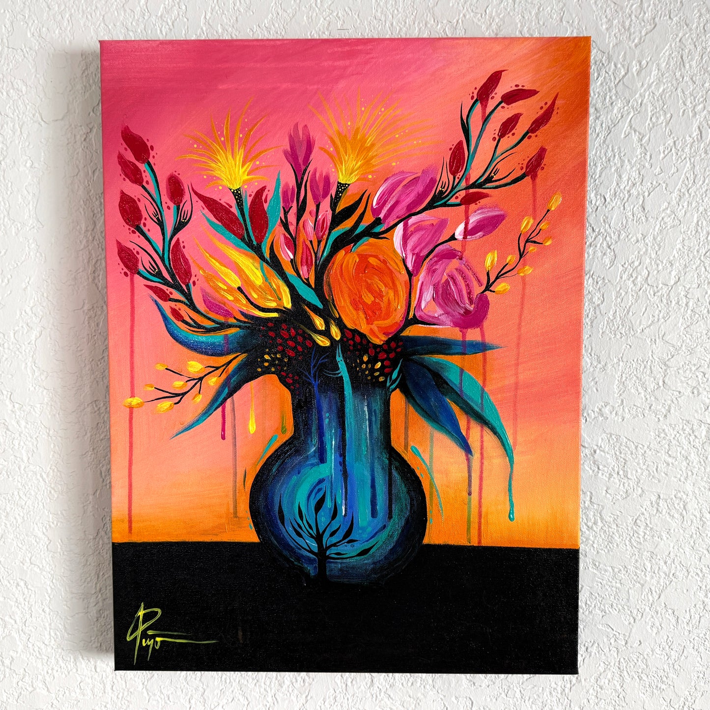“Shadows within The Flowers”. Original Acrylic Painting on 24x20x1.5 Gallery Wrapped Canvas
