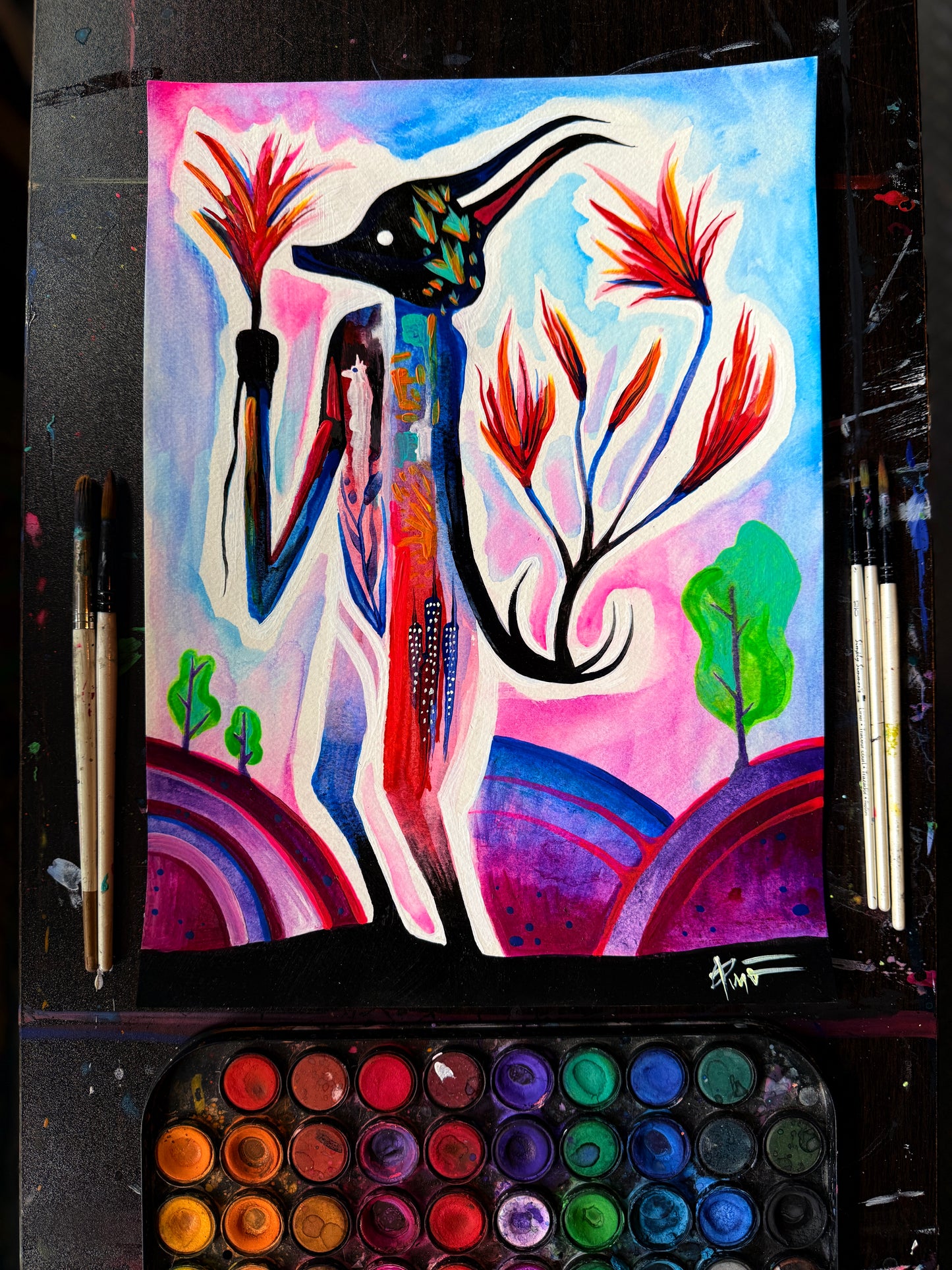 “A Flower for You” original painting by BrooklynSnobs