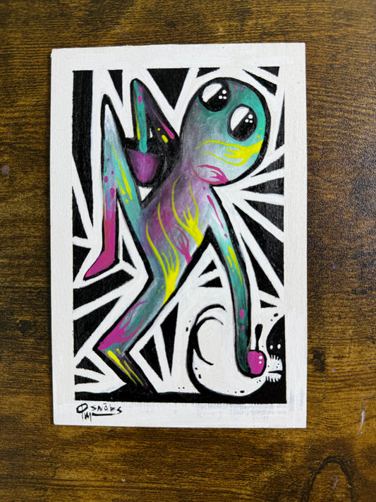 “Feeding my Shadow” original acrylic painting on wood