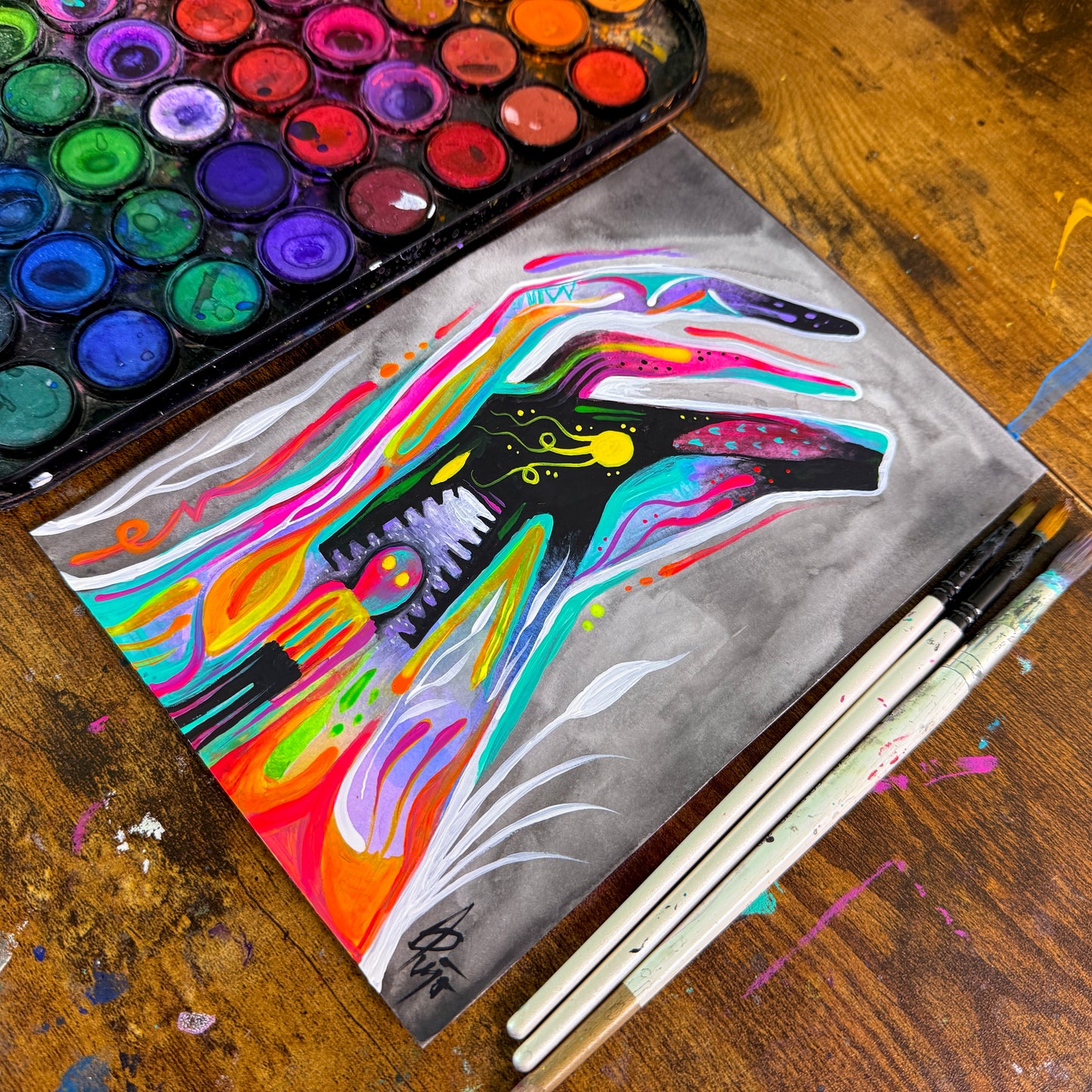 The Beast in The Beauty. Original Painting 8.5x5.5