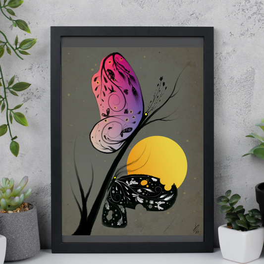 The Moth and the Butterfly Art Print, 8.5x11 Ultra Premium Matte Illustration