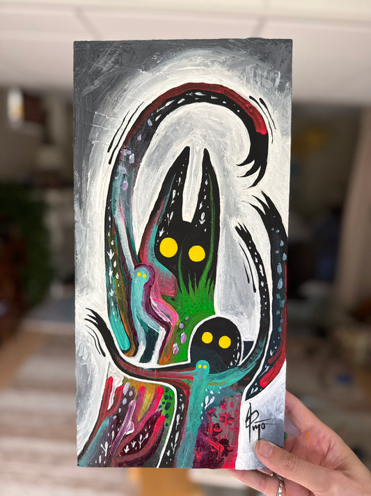 Dance of Attack | 16x8 Original Mixed Media Painting on Canvas