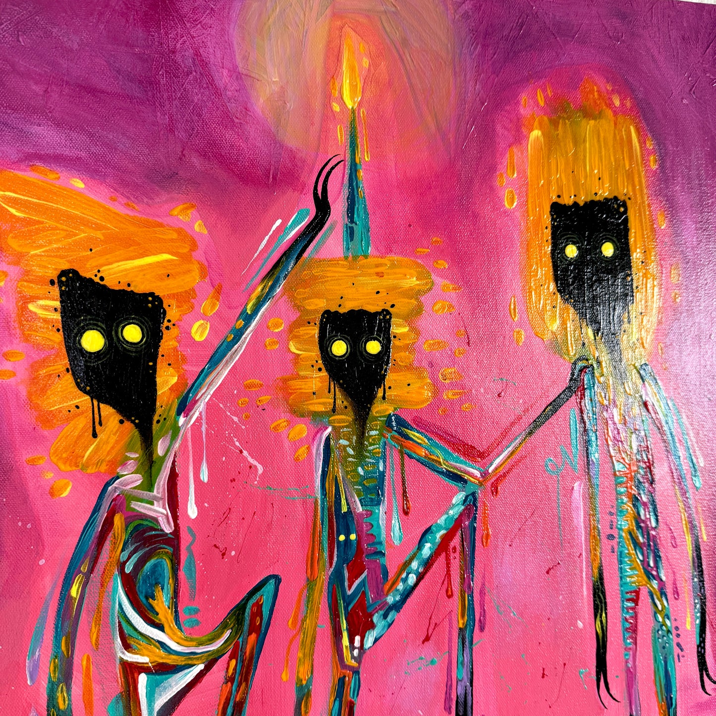 “Sharing Ideas”. Original Acrylic Painting on 24x20x1.5 Gallery Wrapped Canvas