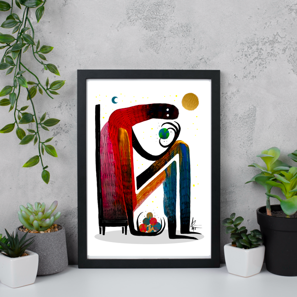 "We are just Marbles to a Lonely Martian" print.