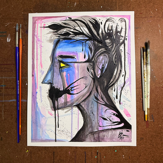 My voice may be muted, but my hand can still create- Original Painting - 13.5x11