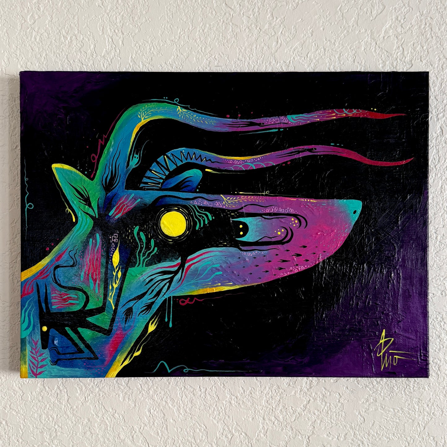 “My Eyes Will Adjust to The Darkness”. Original Acrylic Painting on 24x20x1.5 Gallery Wrapped Canvas