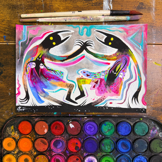 Dancing with Darkness. Original Painting 8.5x5.5