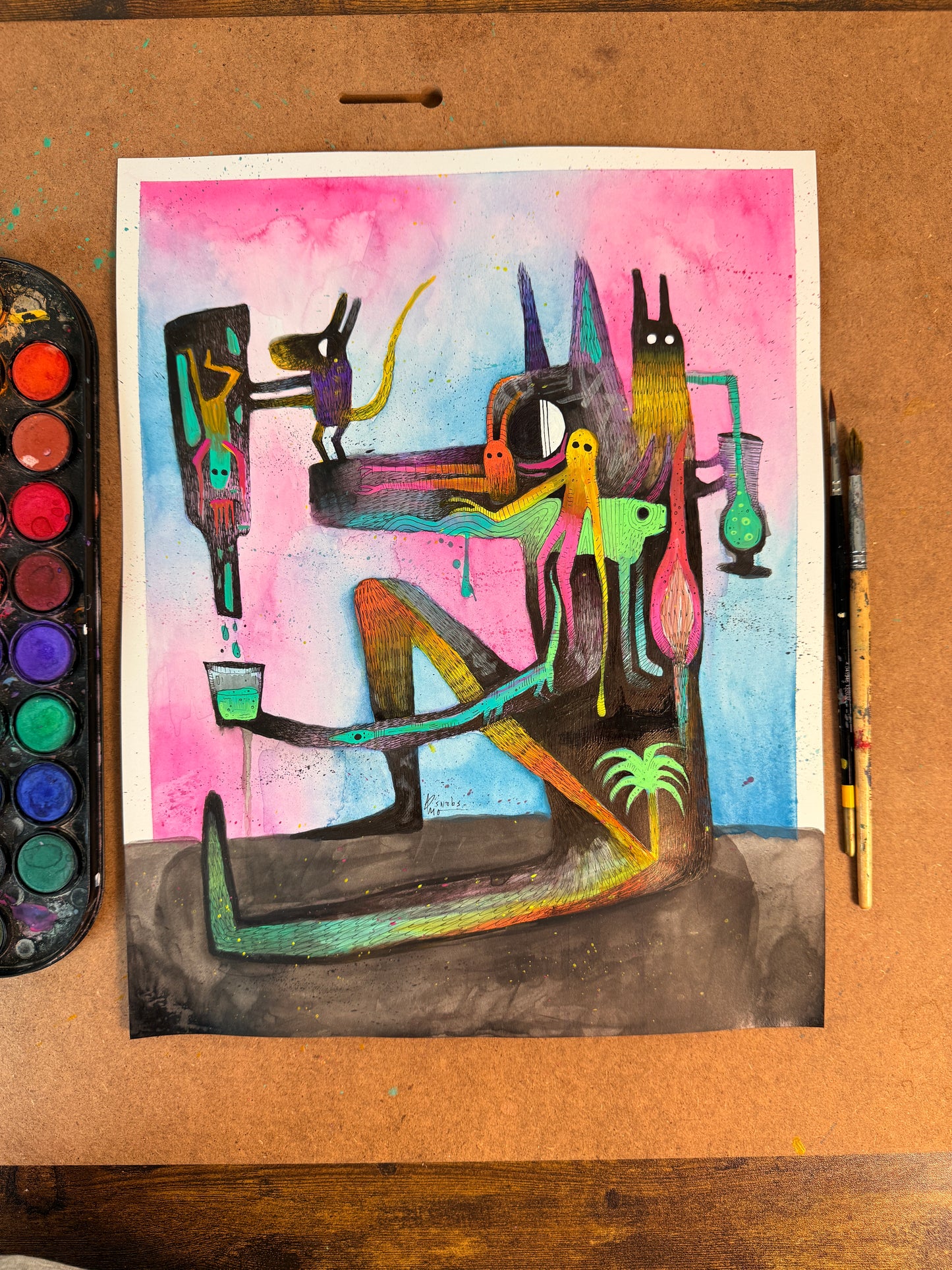 Drinks with Friends – 14 x 11” Original Painting
