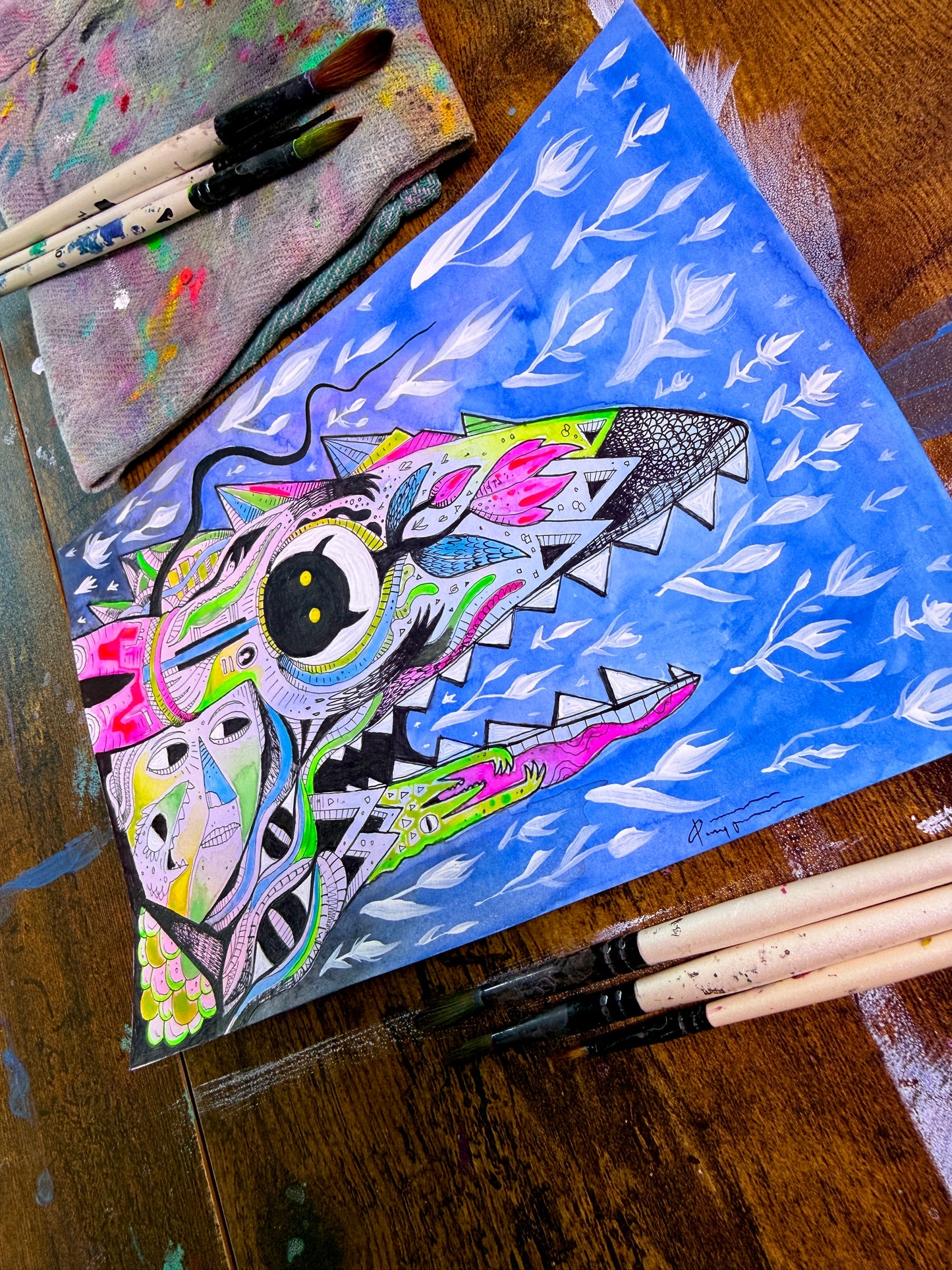 Consume The Energy. Original Painting 8.5x5.5