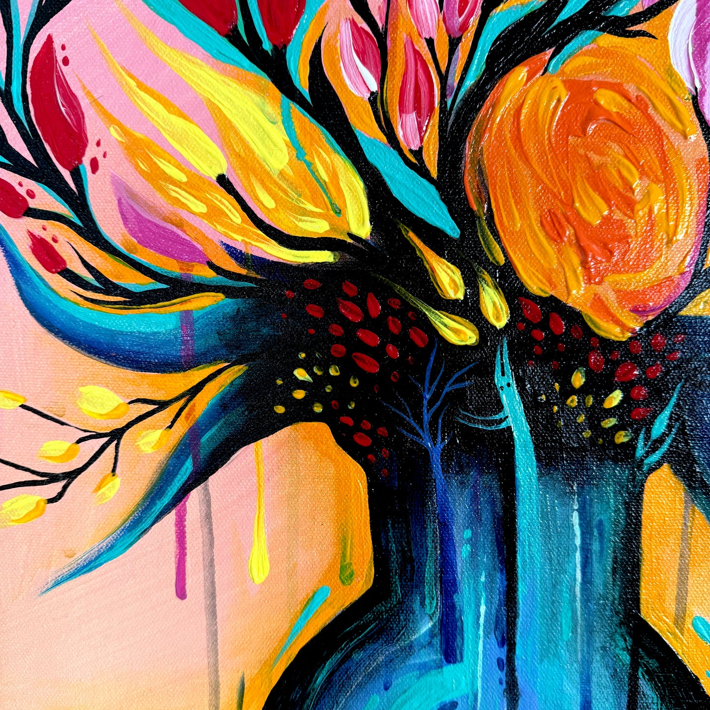 “Shadows within The Flowers”. Original Acrylic Painting on 24x20x1.5 Gallery Wrapped Canvas