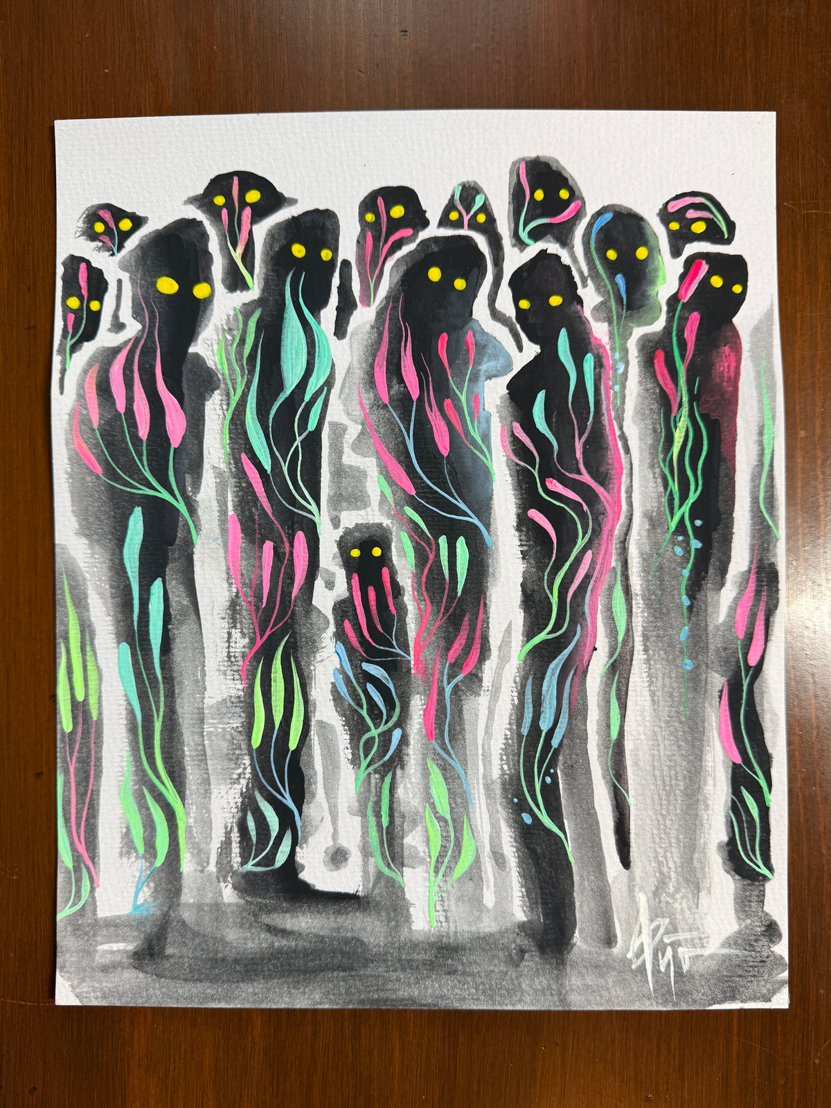 Crowded Brooklyn Subway | 11x9 Acrylic Painting