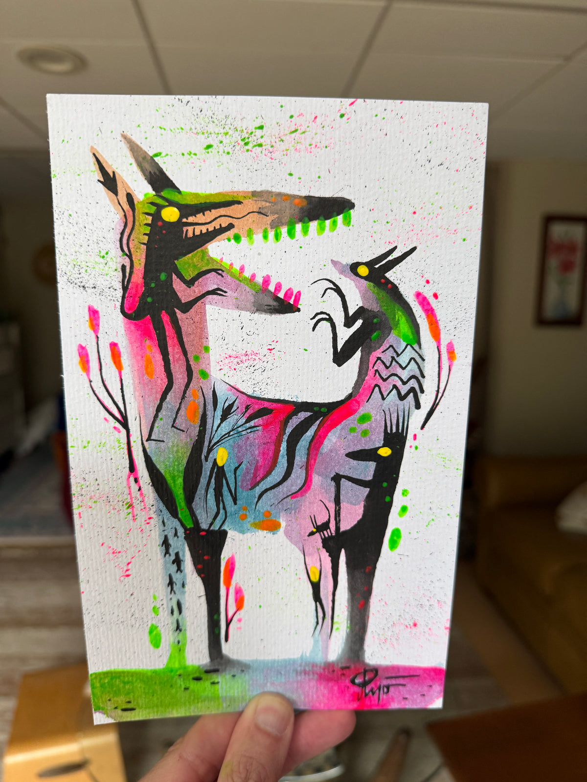 Tail of Temptation 9x5 Original Mixed Media Painting