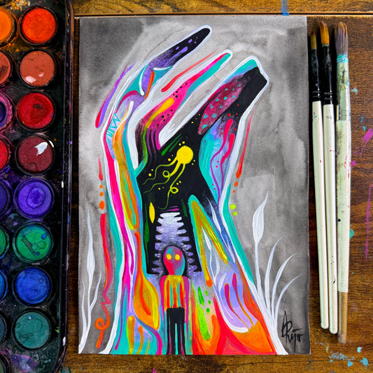 The Beast in The Beauty. Original Painting 8.5x5.5