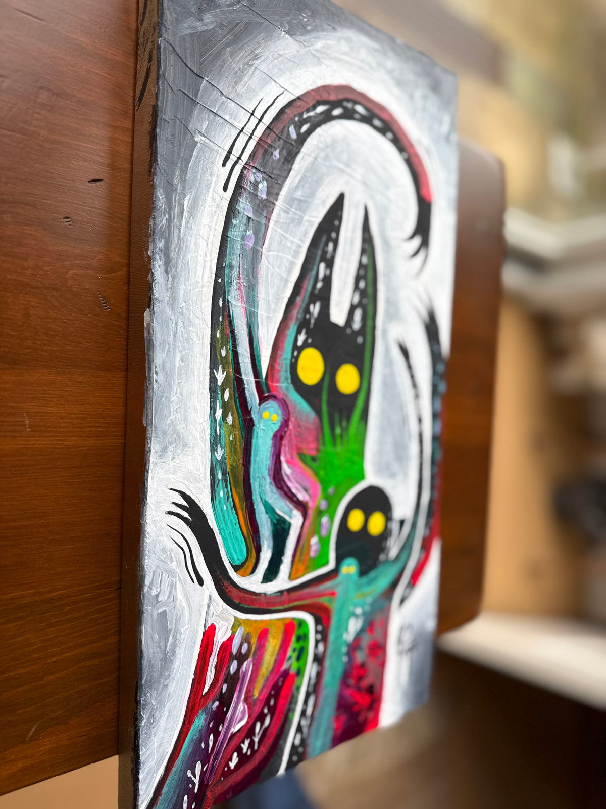 Dance of Attack | 16x8 Original Mixed Media Painting on Canvas