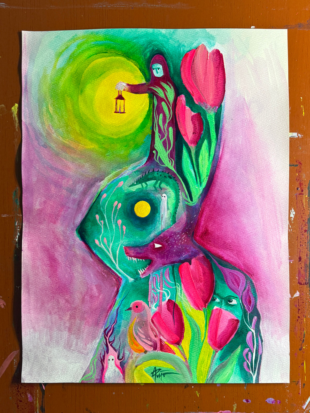 The rabbit when dreaming #1 . | 16x12 Acrylic Painting
