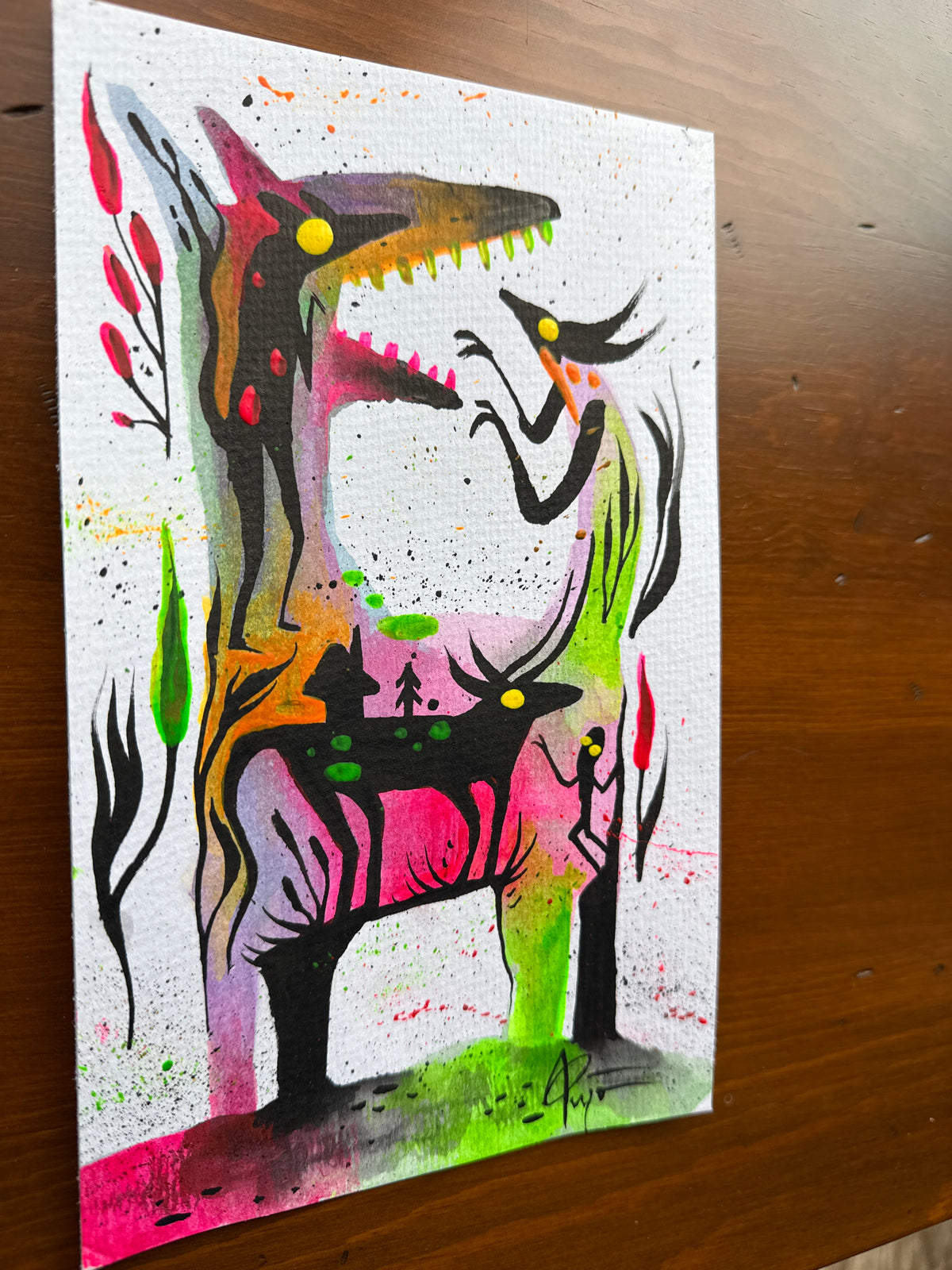 Tail of Temptation 9x5 Original Mixed Media Painting