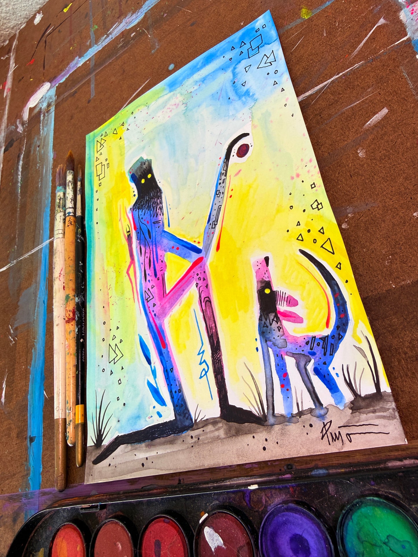 Time to Play. Original Painting 8.5x5.5