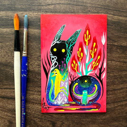 “Cat Dream” original acrylic painting on wood
