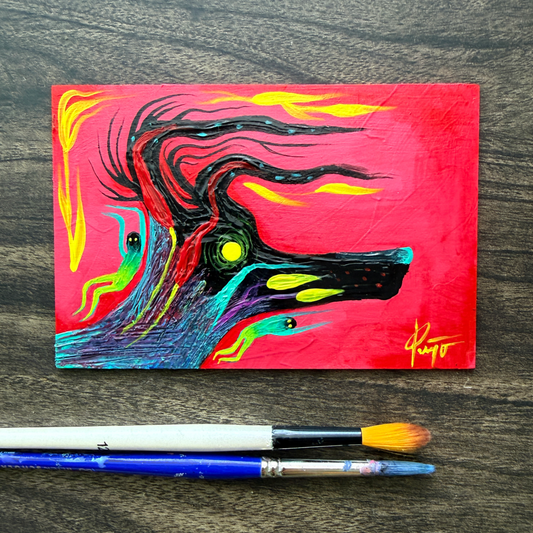 “Dog Dream” original acrylic painting on wood