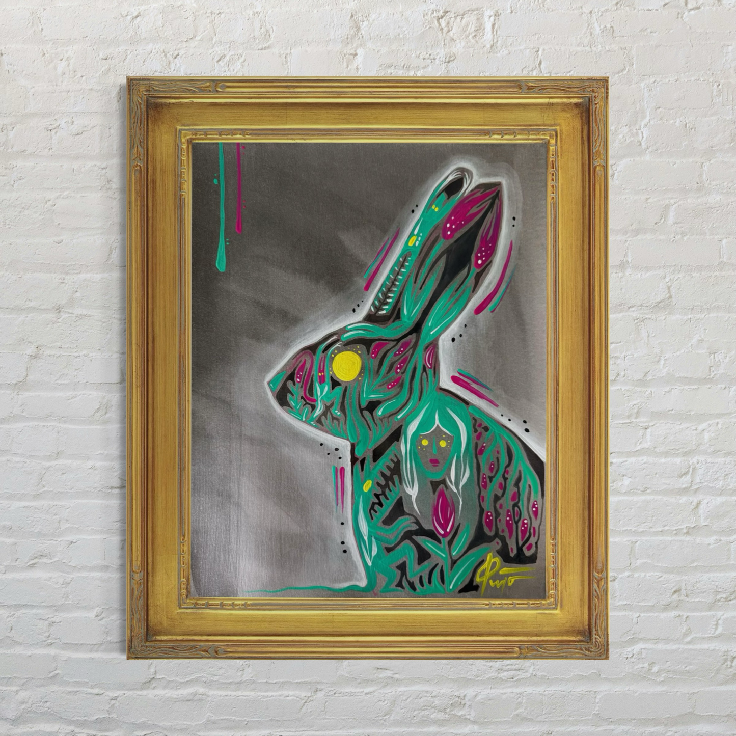 Wild Mind Rabbit– Original Acrylic Painting